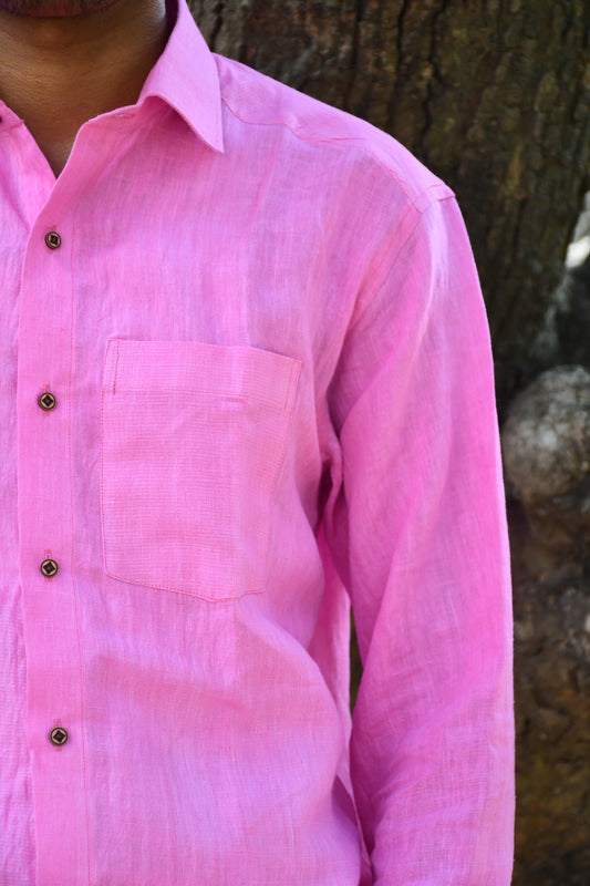 Baby Pink Linen Shirt – Relaxed Fit