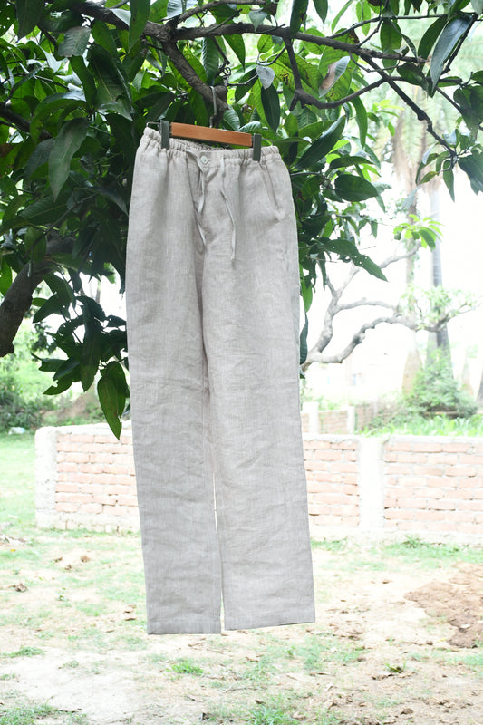 Dust Beige Linen Trouser – Relaxed Fit
