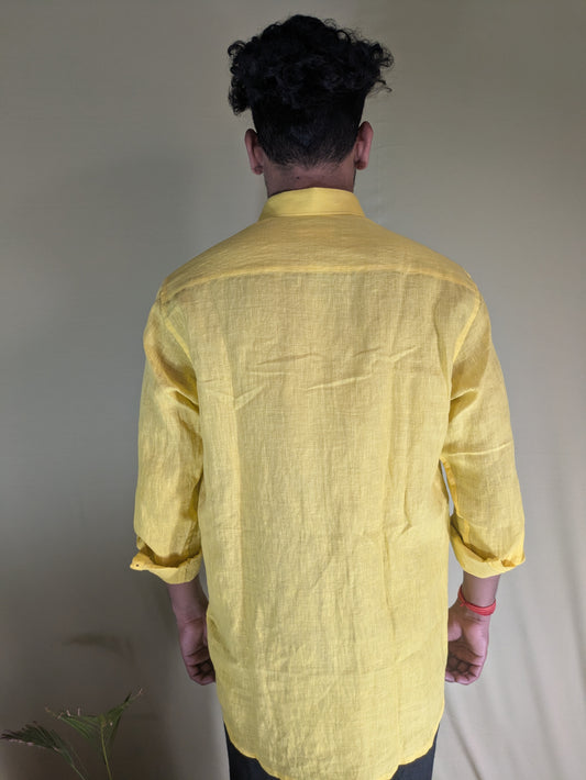 Lemon Yellow Linen Shirt – Relaxed Fit