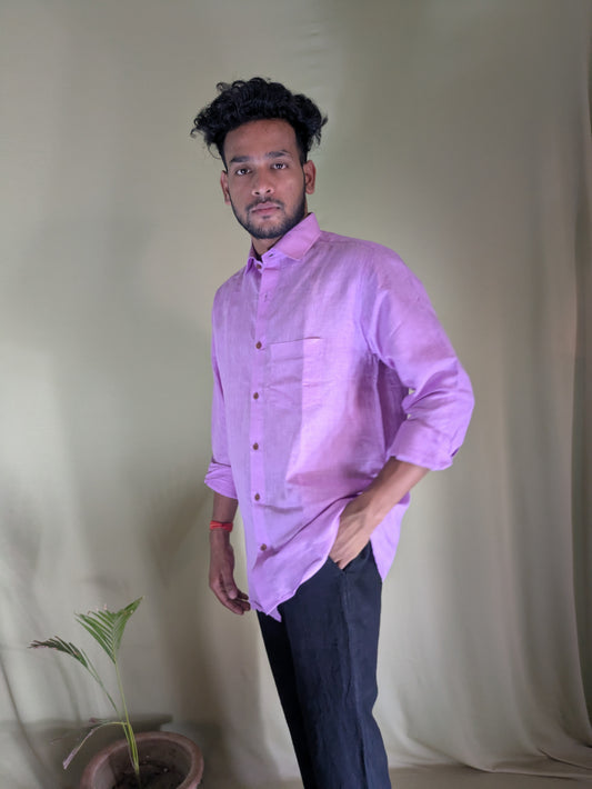 Lilac Pure Linen Shirt- Relaxed Fit