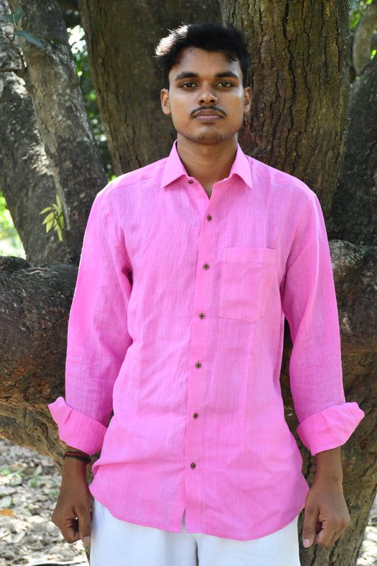 Baby Pink Linen Shirt – Relaxed Fit