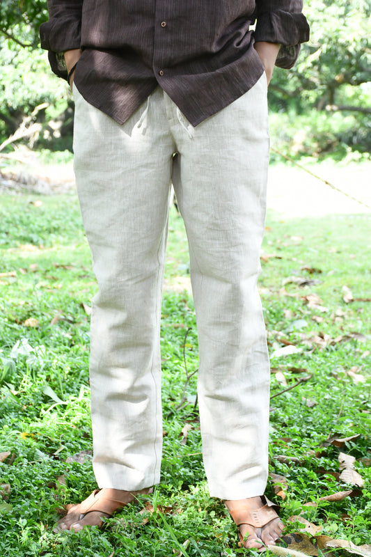 Dust Beige Linen Trouser – Relaxed Fit