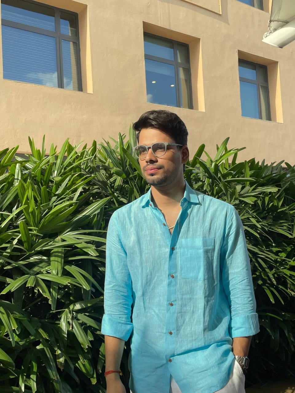 Sky Blue Linen Shirt – Relaxed Fit