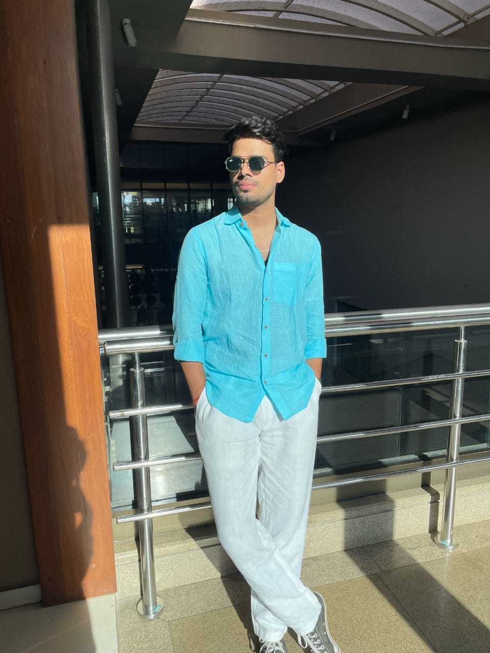 Sky Blue Linen Shirt – Relaxed Fit