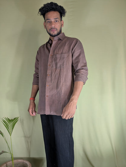 Brown Linen Shirt – Relaxed Fit