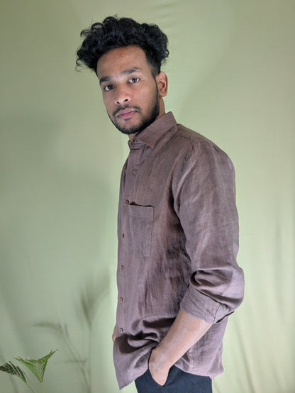 Brown Linen Shirt – Relaxed Fit