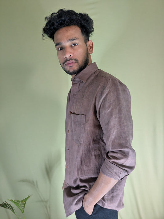 Brown Linen Shirt – Relaxed Fit
