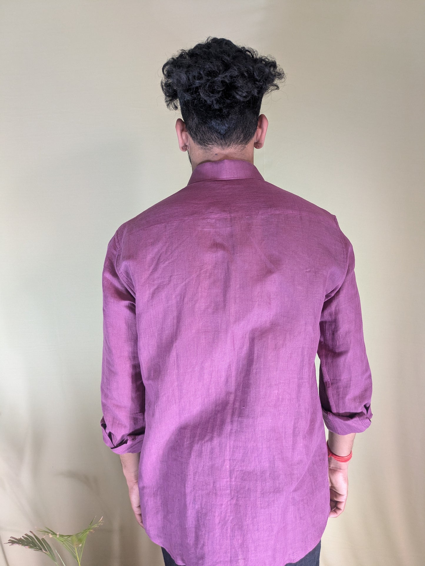 Burgundy Pure Linen Shirt- Relaxed Fit