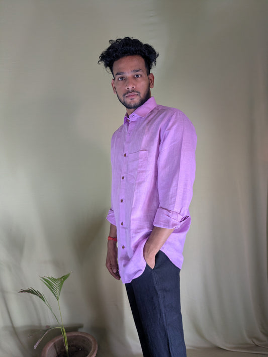 Lilac Pure Linen Shirt- Relaxed Fit