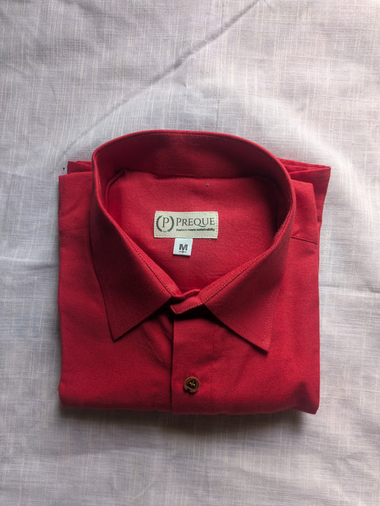 True Red Pure Linen Shirt- Relaxed Fit